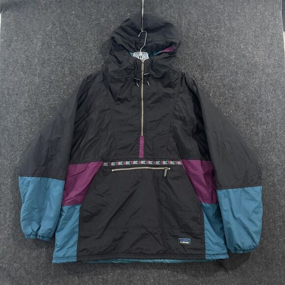 L.L. Bean Other - Vintage LL Bean Jacket Men's Large Black Colorblock Hooded Anorak Thinsulate 90s